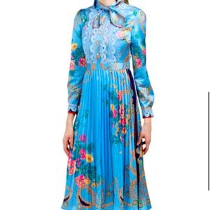 Tie Neck Pleated Skirt midi dress.